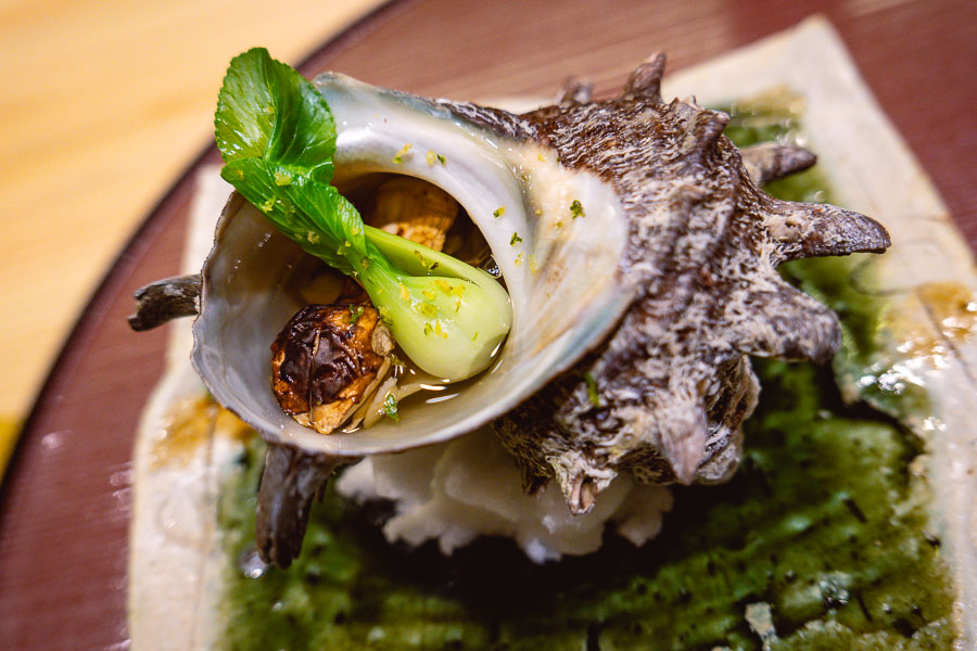 Conch soup at Sushi Naoki, a high-end Japanese restaurant in Shanghai that does a nigiri-based omakase menu. Photo by Rachel Gouk.