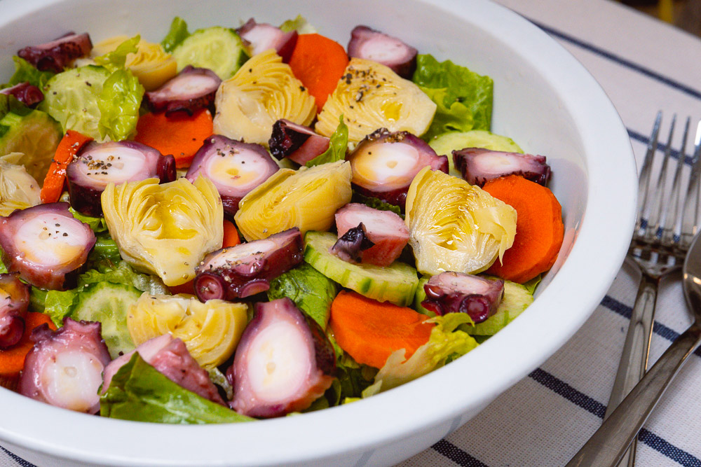 Easy recipes: Octopus and artichoke salad. Photo & Recipe by Rachel Gouk @ Nomfluence.