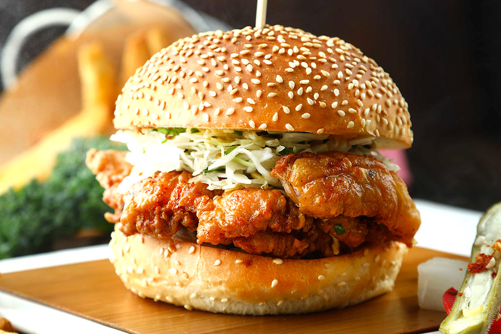 Where to eat sandwiches in Shanghai—Korean Fried Chicken Sandwich at Liquid Laundry.