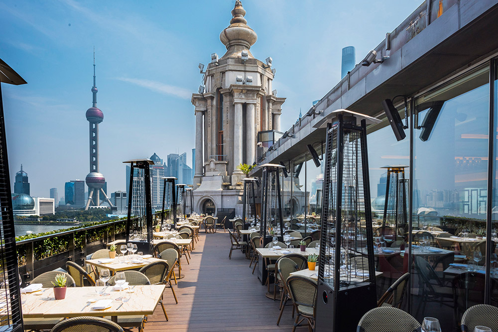 Best rooftop bars in Shanghai: POP American Brasserie at Three on the Bund. @ Nomfluence
