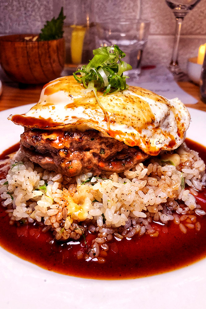 Juicy Lucy Hamburger Steak. MSG, an NYC and izakaya culture-inspired pop-up by Austin Hu. Photo by Rachel Gouk @ Nomfluence.