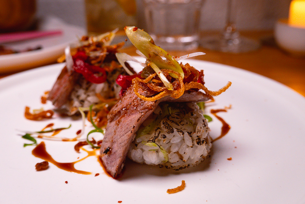 Charred beef bites. MSG, an NYC and izakaya culture-inspired pop-up by Austin Hu. Photo by Rachel Gouk @ Nomfluence.