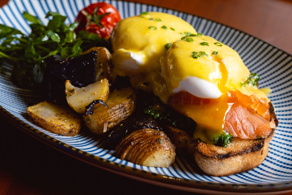 Salmon Benedict Prawn Tostada. Azul brings its Peruvian-inspired brunch to Colca North Bund, Shanghai. Brunch starts at ¥168 for two courses, free-flow cava for ¥150. Photo by Rachel Gouk @ Nomfluence.