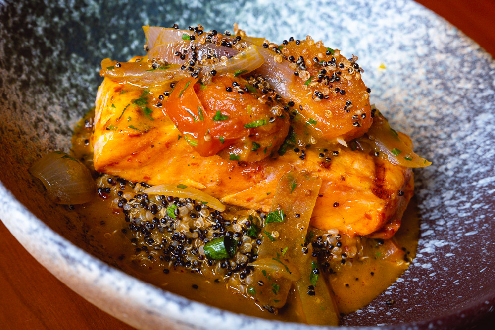 Salmon. Prawn Tostada. Azul brings its Peruvian-inspired brunch to Colca North Bund, Shanghai. Brunch starts at ¥168 for two courses, free-flow cava for ¥150. Photo by Rachel Gouk @ Nomfluence.