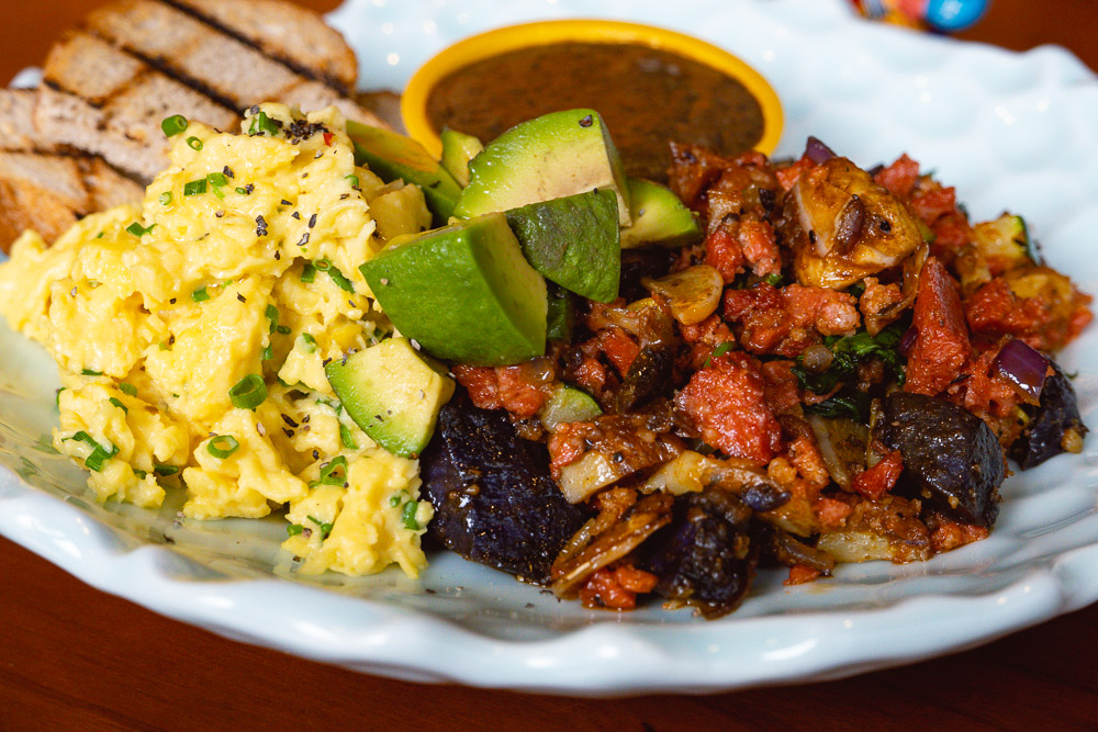 Vegan options for brunch. Prawn Tostada. Azul brings its Peruvian-inspired brunch to Colca North Bund, Shanghai. Brunch starts at ¥168 for two courses, free-flow cava for ¥150. Photo by Rachel Gouk @ Nomfluence.