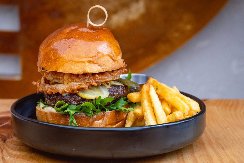 Wagyu beef burger, Sunday BBQ brunch at Chameleon, a restaurant/bar in Shanghai. Photo by Rachel Gouk @ Nomfluence. 