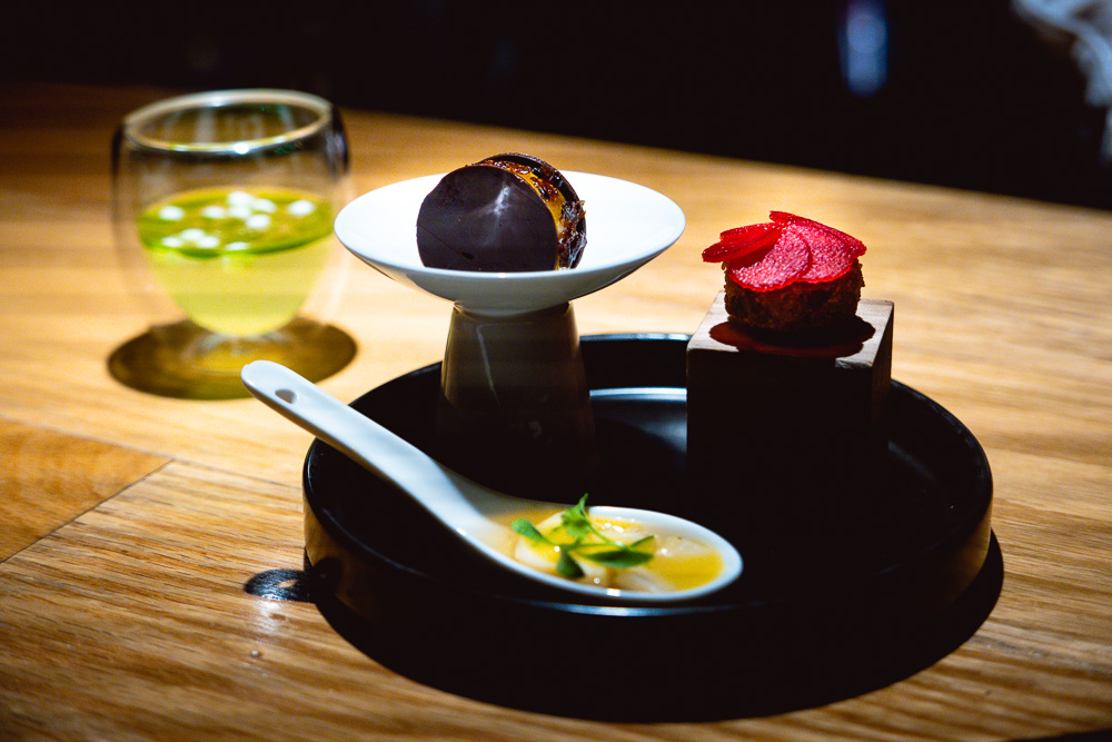 Welcome bites at Taian Table, Michelin two-star restaurant in Shanghai. Photo by Rachel Gouk @ Nomfluence.