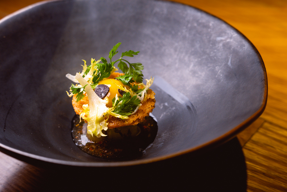 Confit leek at Taian Table, Michelin two-star restaurant in Shanghai. Photo by Rachel Gouk @ Nomfluence.