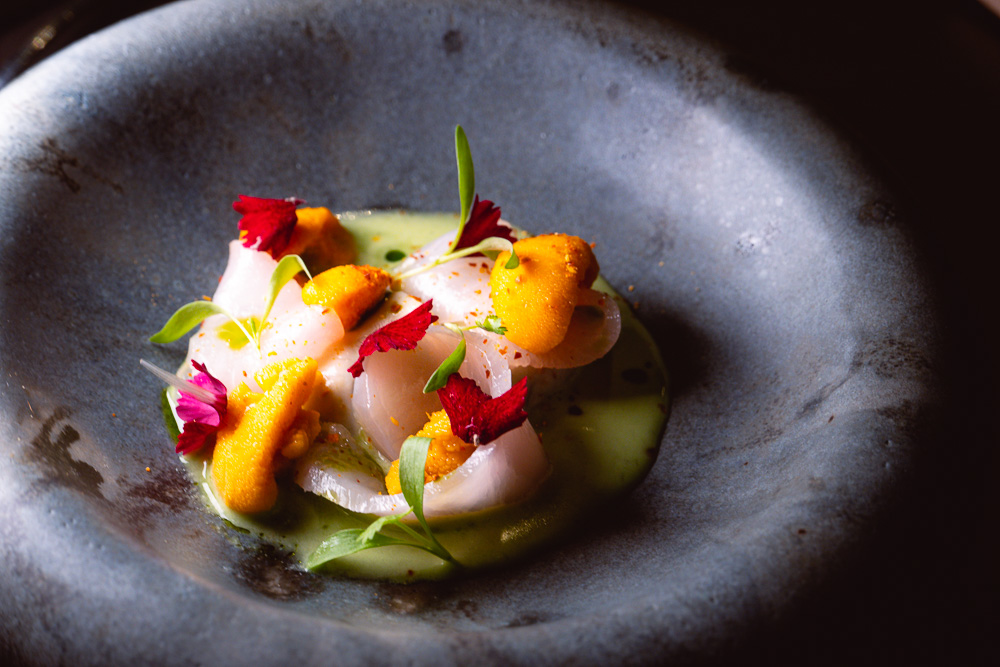 Cured hamachi ceviche at Taian Table, Michelin two-star restaurant in Shanghai. Photo by Rachel Gouk @ Nomfluence.