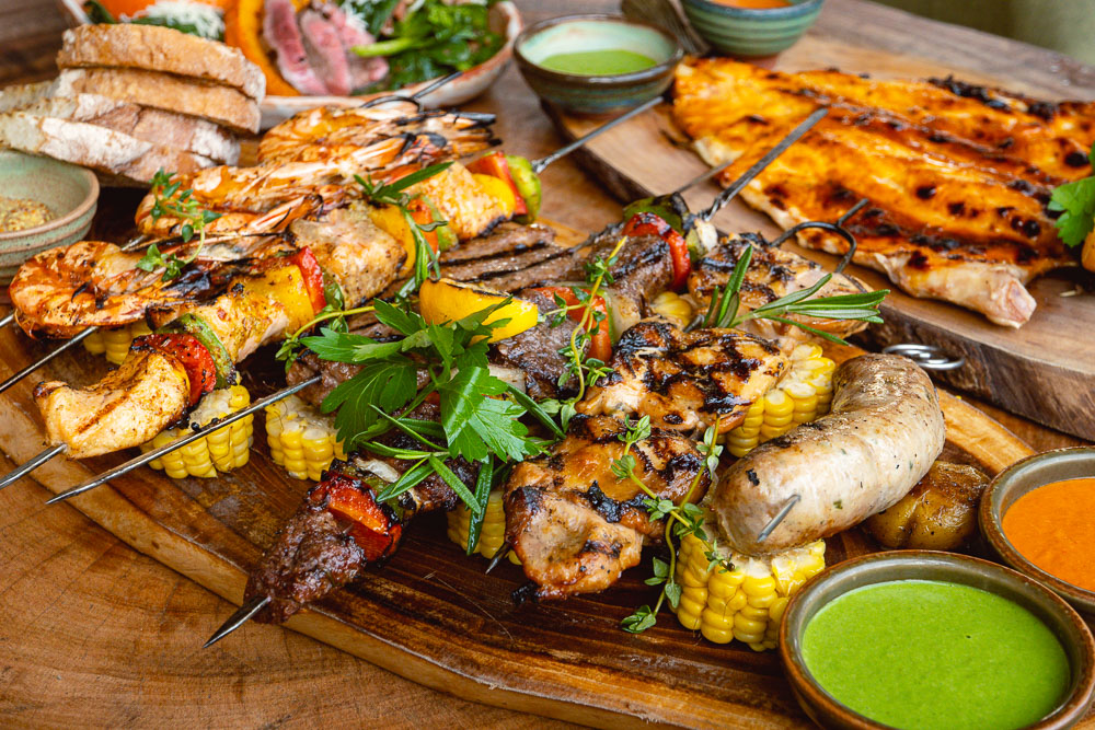 Charcoal grilled skewers at Barbarian North Bund, a restaurant in Shanghai. Photo by Rachel Gouk @ Nomfluence.