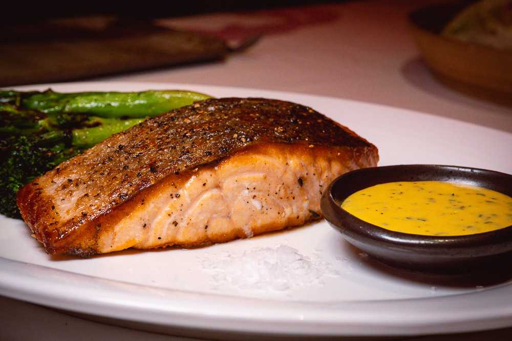 Salmon at Rye & Co, a classic American steakhouse in Shanghai. Photo by Rachel Gouk @ Nomfluence.
