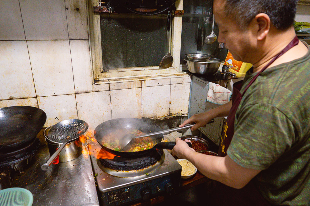 The kitchen at La Wei Xian 辣味鲜, a private kitchen serving authentic Sichuan food in Shanghai. Photo by Rachel Gouk @ Nomfluence.
