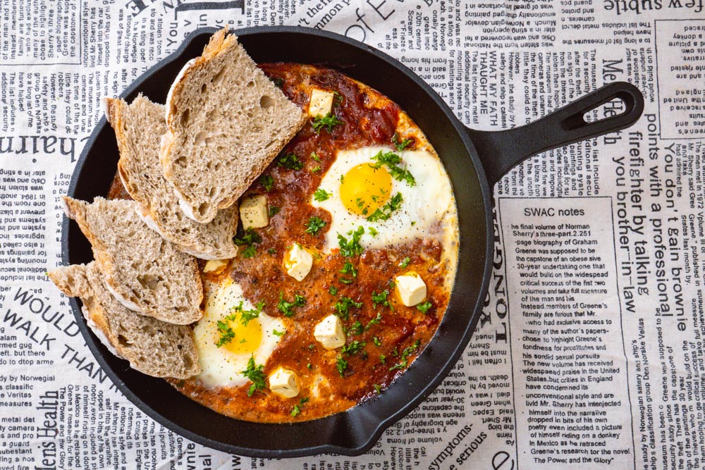 Shakshouka and sourdough bread. Bread delivery in Shanghai: Mediterranean Bakery. Photo by Rachel Gouk @ Nomfluence. 