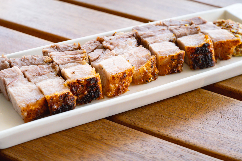 Crispy pork belly "siu yok". Food blogger Rachel Gouk @ Nomfluence does a Malaysian pop-up dinner at Tomatito, Shanghai.