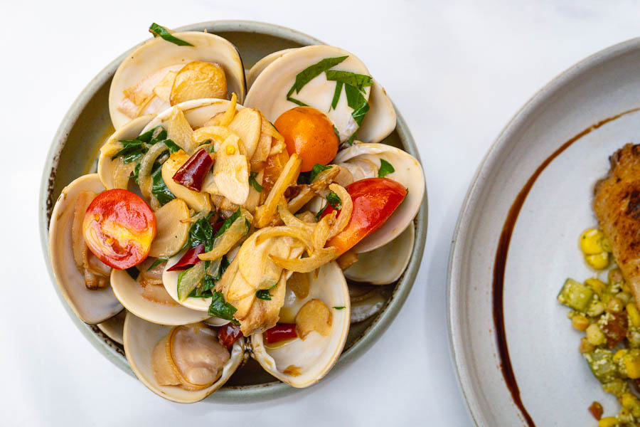 Steamed Clams at Vesta Blackstone Garden, an all-day brasserie in Shanghai, located in the historic Blackstone Apartments complex. Photo by Rachel Gouk @ Nomfluence.