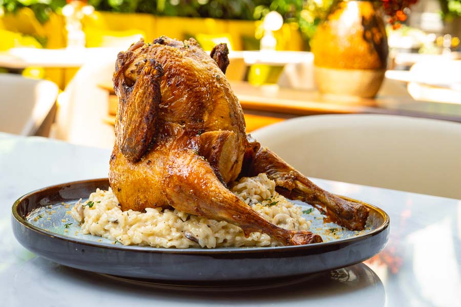 Roast chicken at Vesta Blackstone Garden, an all-day brasserie in Shanghai, located in the historic Blackstone Apartments complex. Photo by Rachel Gouk @ Nomfluence.