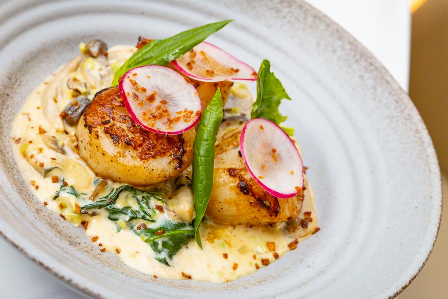 Scallops at Vesta Blackstone Garden, an all-day brasserie in Shanghai, located in the historic Blackstone Apartments complex. Photo by Rachel Gouk @ Nomfluence.