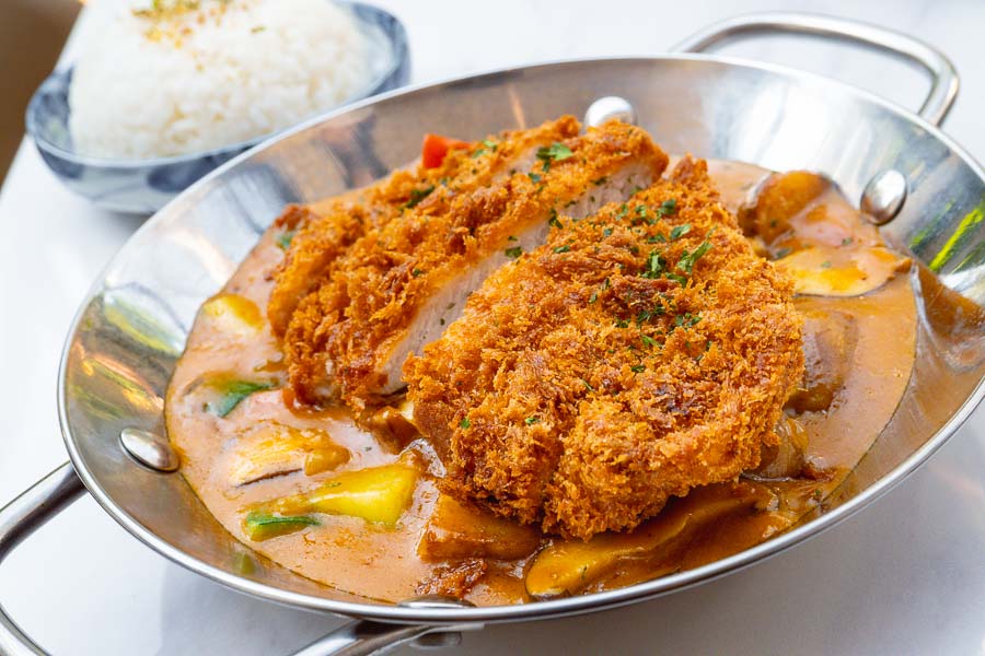 Lunch set, Pork katsu with curry at Vesta Blackstone Garden, an all-day brasserie in Shanghai, located in the historic Blackstone Apartments complex. Photo by Rachel Gouk @ Nomfluence.