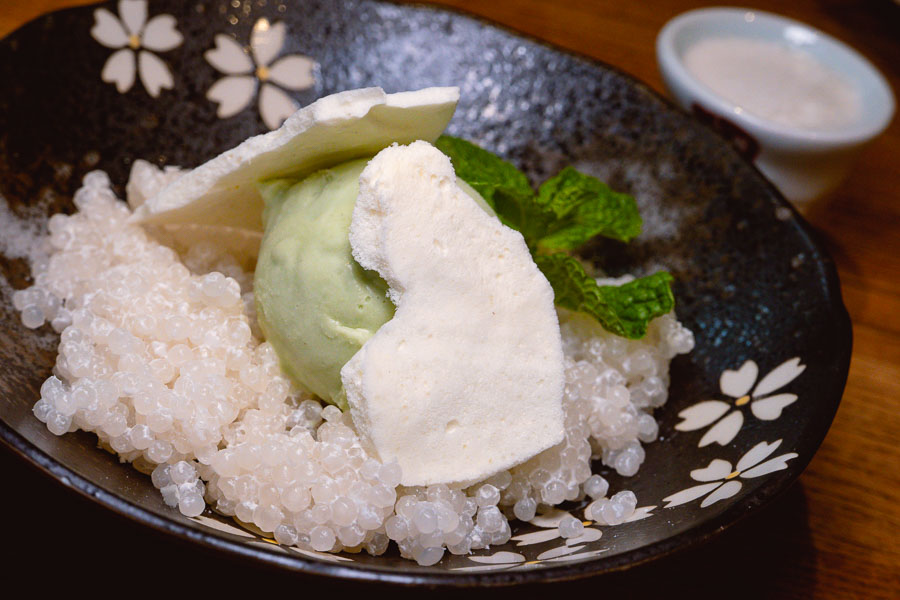 Coconut sago with pandan ice cream at Ginger, a modern Asian restaurant in Shanghai. Photo by Rachel Gouk @ Nomfluence.