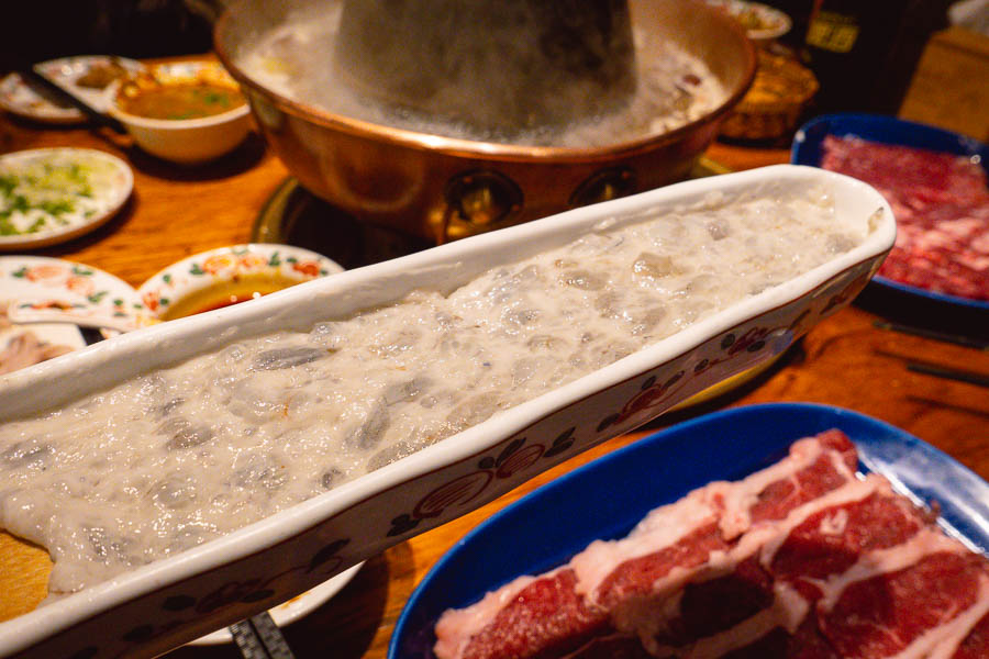Fishballs at Lao Men Kuang 老门框, a halal Beijing-style hotpot restaurant in Shanghai. Photo by Rachel Gouk @ Nomfluence.