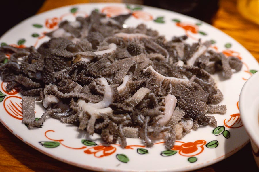 Beef tripe at Lao Men Kuang 老门框, a halal Beijing-style hotpot restaurant in Shanghai. Photo by Rachel Gouk @ Nomfluence.