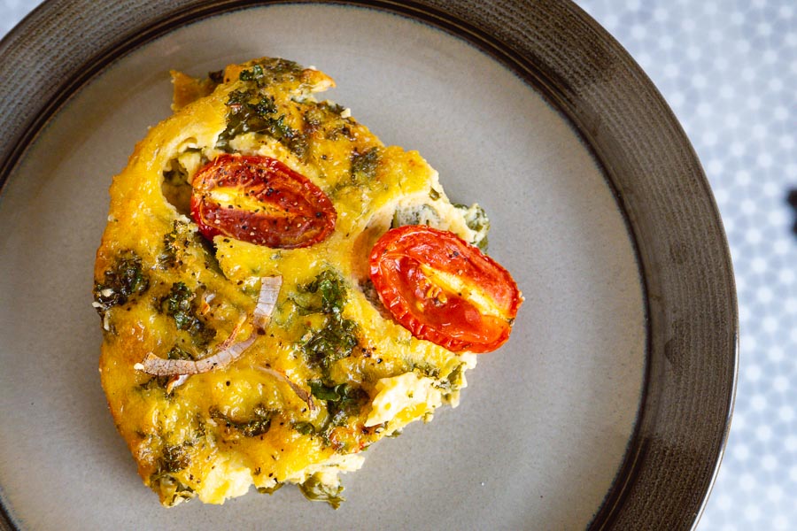 Baked Frittata. Easy recipes with plant-based egg alternative JUST Egg. Photos by Rachel Gouk @ Nomfluence.