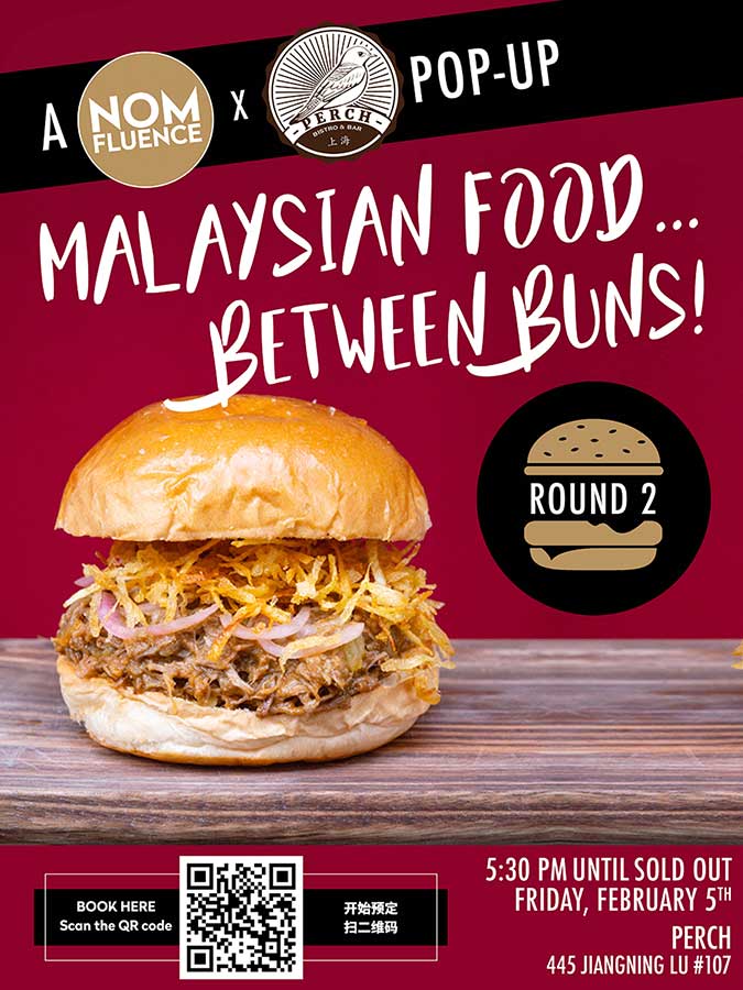 Nomfluence is bringing back Malaysian Food...Between Buns! Stacking Malaysian food in sandwiches at Perch on Friday, February 5.