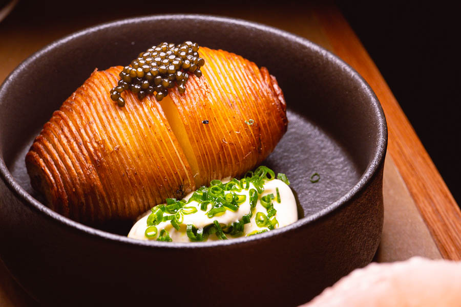 Hasselback Potato at Blaz Canteen & Wine Bar, a French bistro in Shanghai. Photo by Rachel Gouk @ Nomfluence.