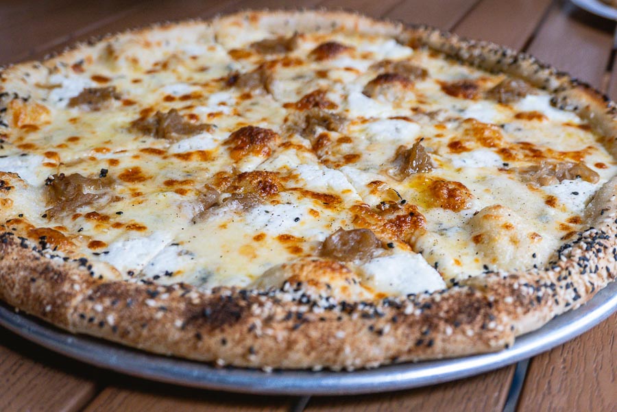 Homeslice Shanghai Spring 2021 pizzas - Four Cheese pizza. Photo by Rachel Gouk @ Nomfluence