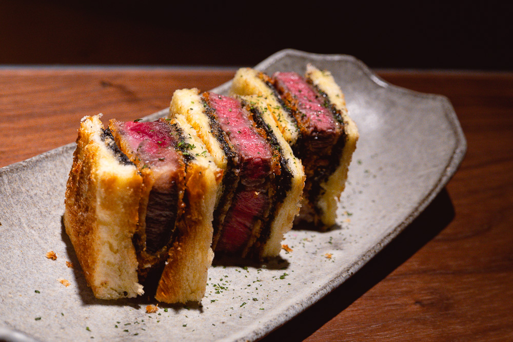 Mayura M9 Wagyu Sandwich. Hundo is a Japanese restaurant in Shanghai serving yakiniku, yakitori, tempura and sushi on Donghu Lu. Photo by Rachel Gouk @ Nomfluence