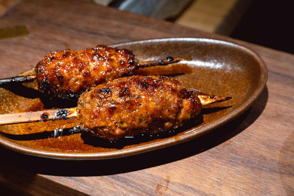 Chicken meatball skewer. Hundo is a Japanese restaurant in Shanghai serving yakiniku, yakitori, tempura and sushi on Donghu Lu. Photo by Rachel Gouk @ Nomfluence