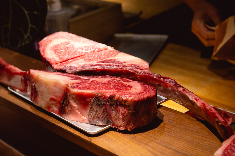 Wagyu Tomahawk. Hundo is a Japanese restaurant in Shanghai serving yakiniku, yakitori, tempura and sushi on Donghu Lu. Photo by Rachel Gouk @ Nomfluence