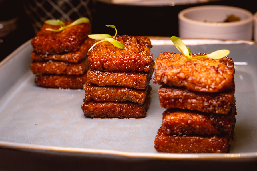 Crispy pork cheek. The Dining Room (Yue Xuan 悦轩), modern Chinese restaurant serving Jiangnan cuisine at the Park Hyatt Shanghai. Photo by Rachel Gouk @ Nomfluence.