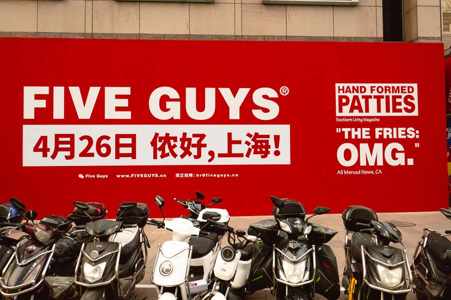World famous burger chain Five Guys opens its first location in Shanghai, China. Photo by Rachel Gouk @ Nomfluence.