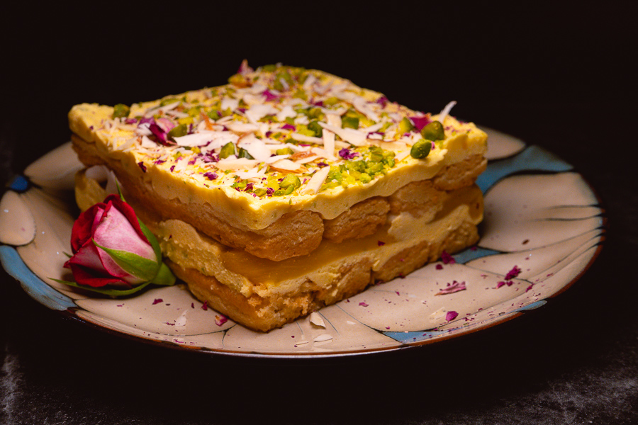 Alphonso mango and coconut tiramisu. Khan Chacha, modern Indian restaurant in Shanghai. Photo by Rachel Gouk @ Nomfluence. 