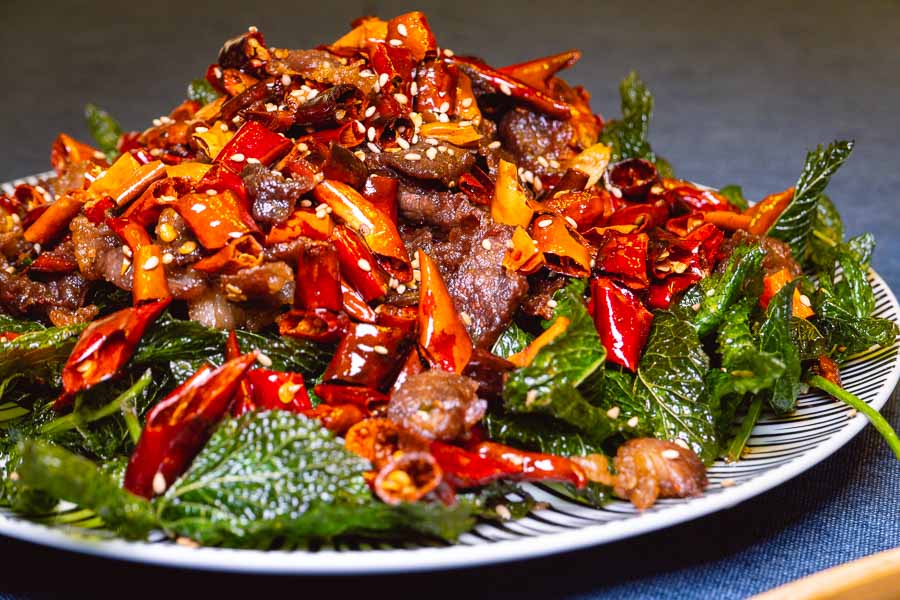 Fried yak jerky at Ronglek, a cheap Yunnan restaurant in Shanghai. Photo by Rachel Gouk @ Nomfluence.