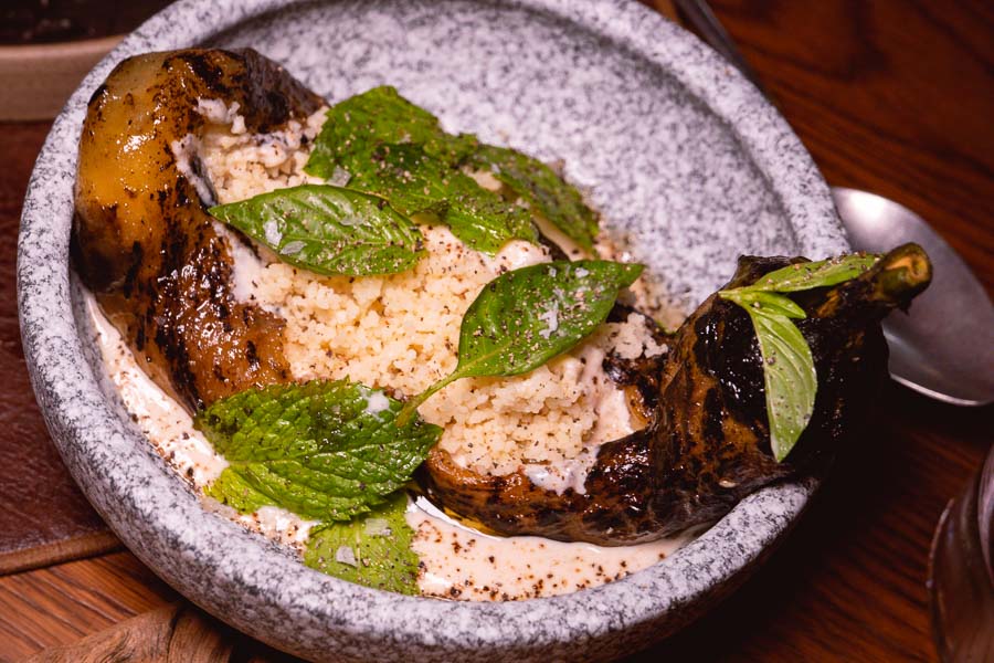 Eggplant at Bonica, a Mediterranean restaurant and bar in Jing'an, Shanghai. Photo by Rachel Gouk @ Nomfluence.