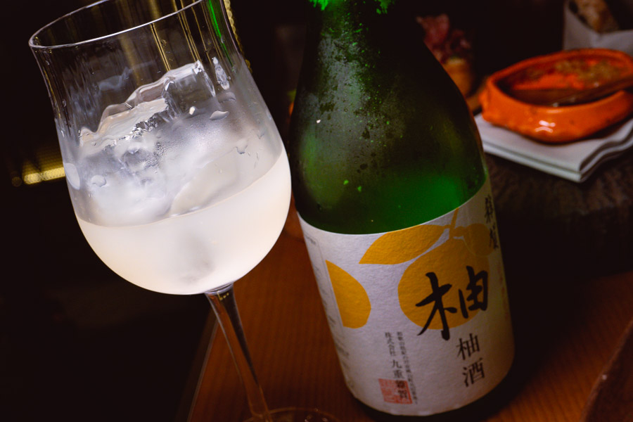 Yuzu Liquor at Sakaba Malabar, a Spanish restaurant and bar with Japanese influences in Jing'an, Shanghai. Photo by Rachel Gouk @ Nomfluence.