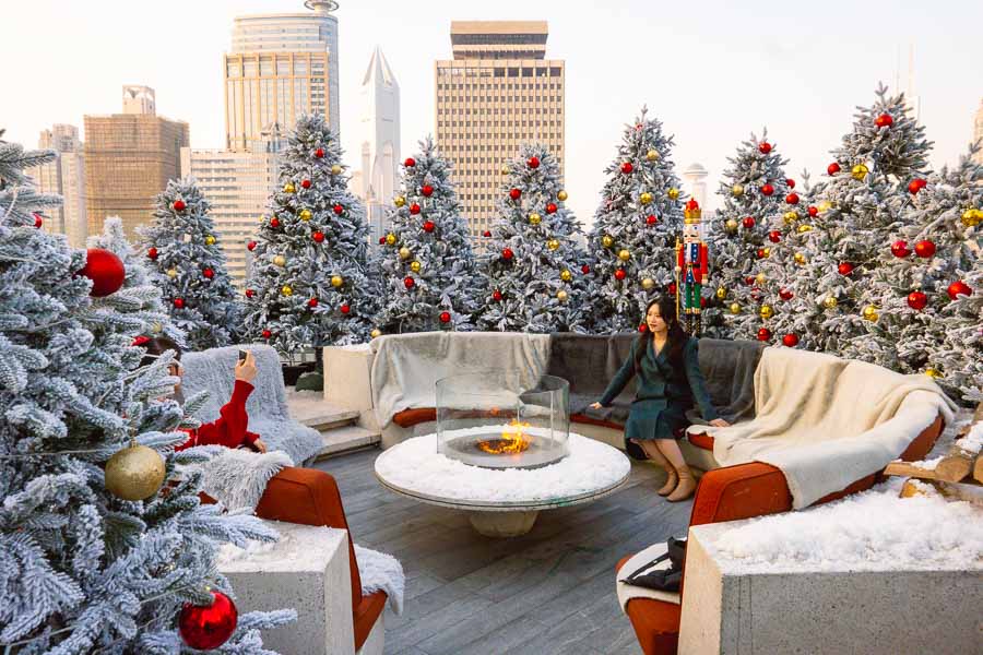 Highline Shanghai turns their terrace into a winter wonderland for Christmas. Photo by Rachel Gouk @ Nomfluence