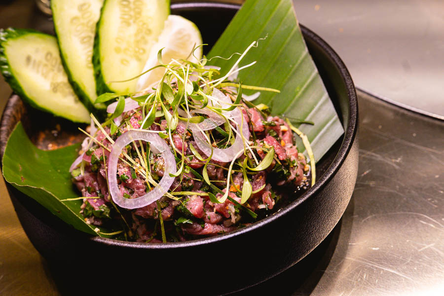 Raw beef salad at Bun Cha Cha Grill, a Vietnamese barbecue restaurant in Shanghai. Photo by Rachel Gouk @ Nomfluence.