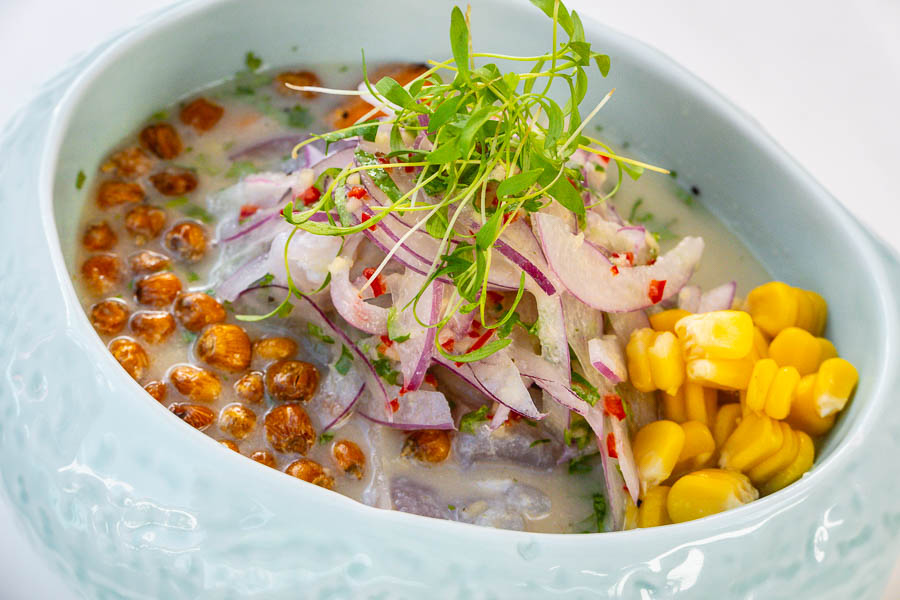 Restaurants where you can eat ceviche in Shanghai: barramundi ceviche at Peruvian restaurant Colca. Photo by Rachel Gouk @ Nomfluence.