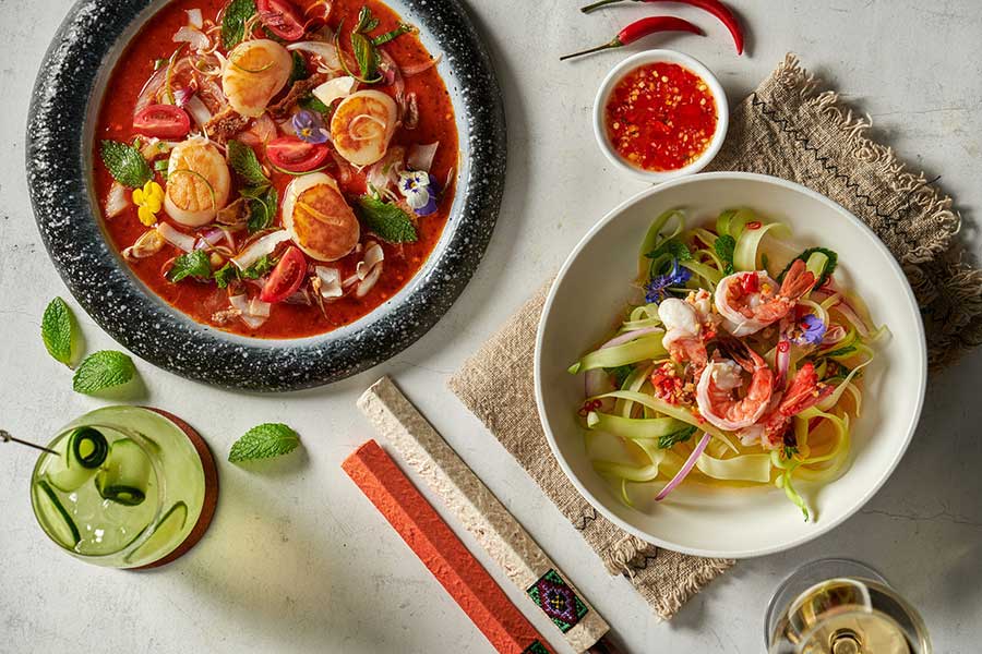New Thai menu featuring Chiang Mai flavors from chef Anchalee Luadkham at URBAN Cafe, The Sukhothai Shanghai. 