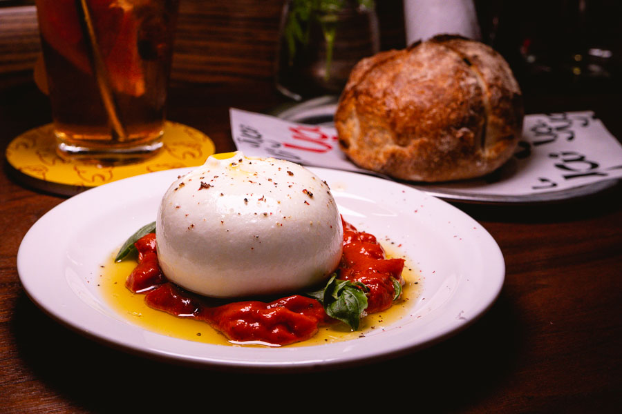Burrata at Yaya's Pasta Bar, a restaurant and bar in Shanghai serving fresh pasta with Chinese flavors and ingredients. Photo by Rachel Gouk @ Nomfluence