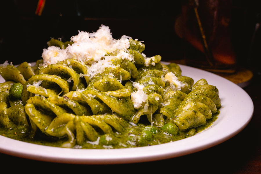 Fussiloni pesto at Yaya's Pasta Bar, a restaurant and bar in Shanghai serving fresh pasta with Chinese flavors and ingredients. Photo by Rachel Gouk @ Nomfluence