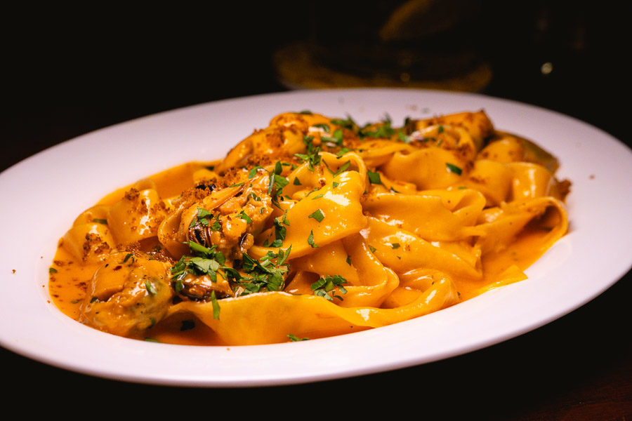 Tagliolini at Yaya's Pasta Bar, a restaurant and bar in Shanghai serving fresh pasta with Chinese flavors and ingredients. Photo by Rachel Gouk @ Nomfluence
