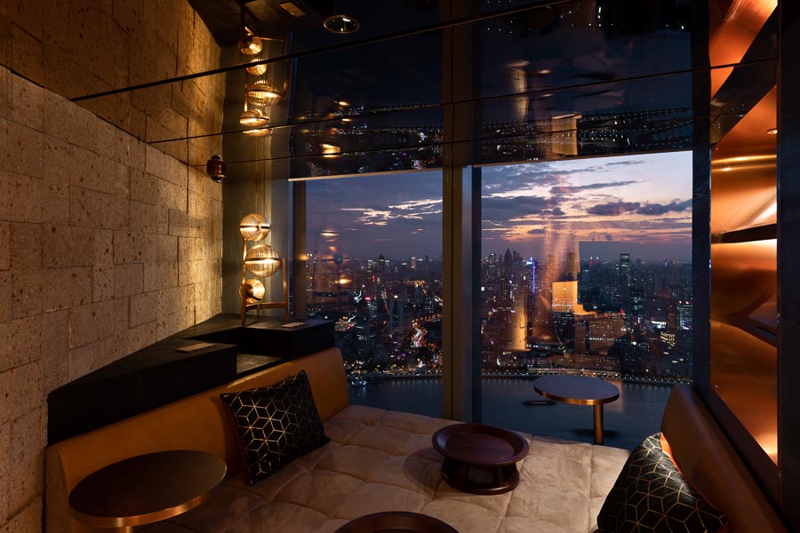 Shanghai's most iconic rooftop restaurant and bar Flair reopens after a facelift. The best view in Shanghai at The Ritz-Carlton Pudong, Shanghai. @ Nomfluence