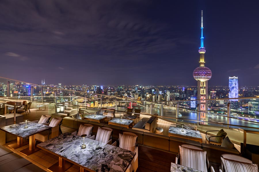 Shanghai's most iconic rooftop restaurant and bar Flair reopens after a facelift. The best view in Shanghai at The Ritz-Carlton Pudong, Shanghai. @ Nomfluence