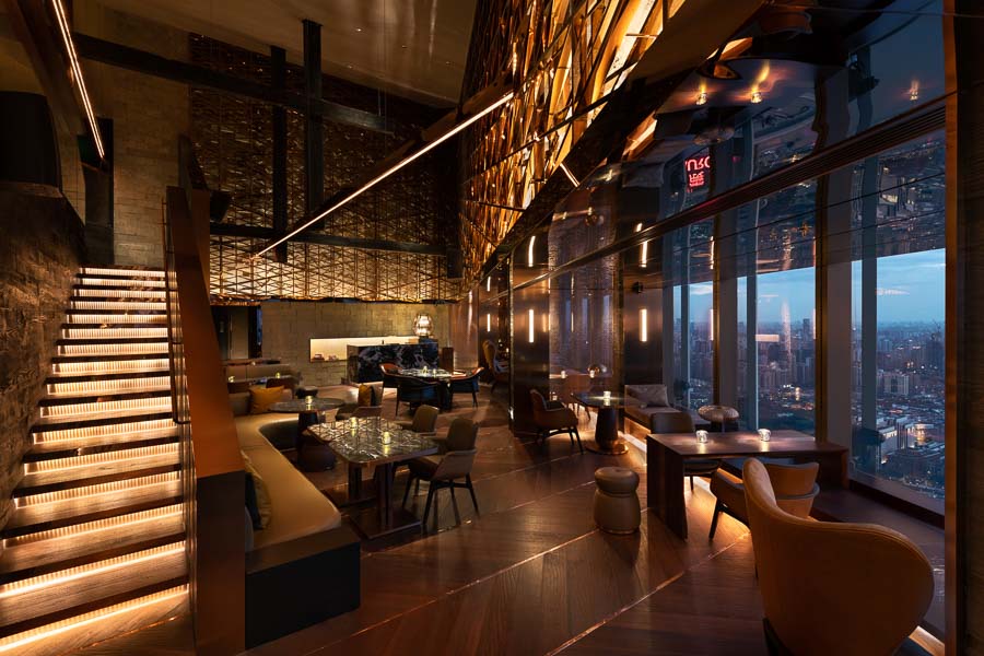 Shanghai's most iconic rooftop restaurant and bar Flair reopens after a facelift. The best view in Shanghai at The Ritz-Carlton Pudong, Shanghai. @ Nomfluence