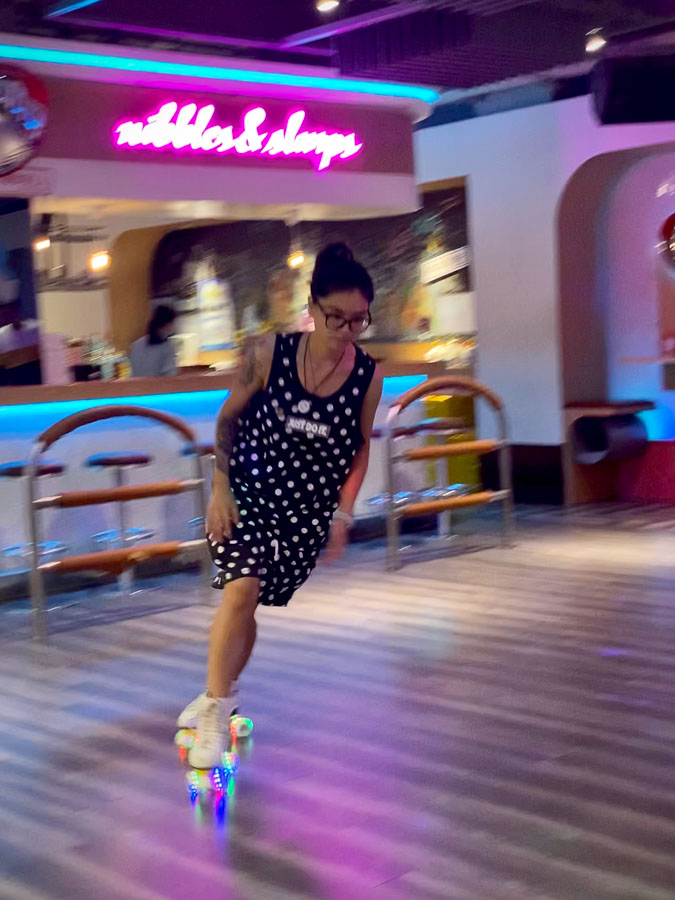 Ting Ting Liang, founder-operator of Shanghai venues roller-disco RIINK and cocktail bar ROXIE.