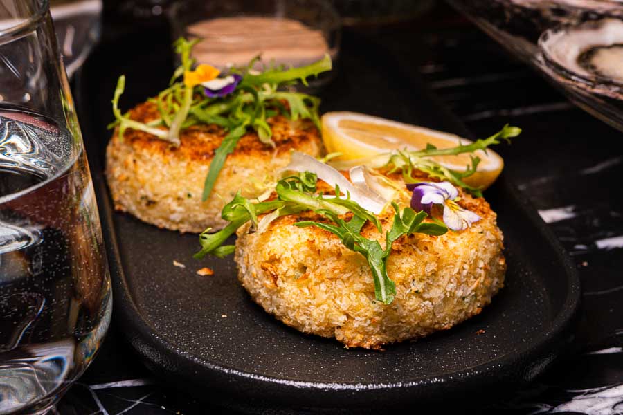 Crab cakes at Lawry's The Prime Rib steakhouse in Shanghai. Photo by Rachel Gouk @ Nomfluence